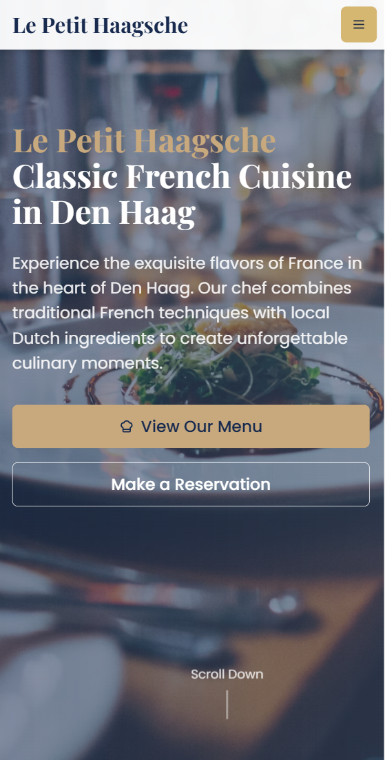 Restaurant Website Showcase Mobile