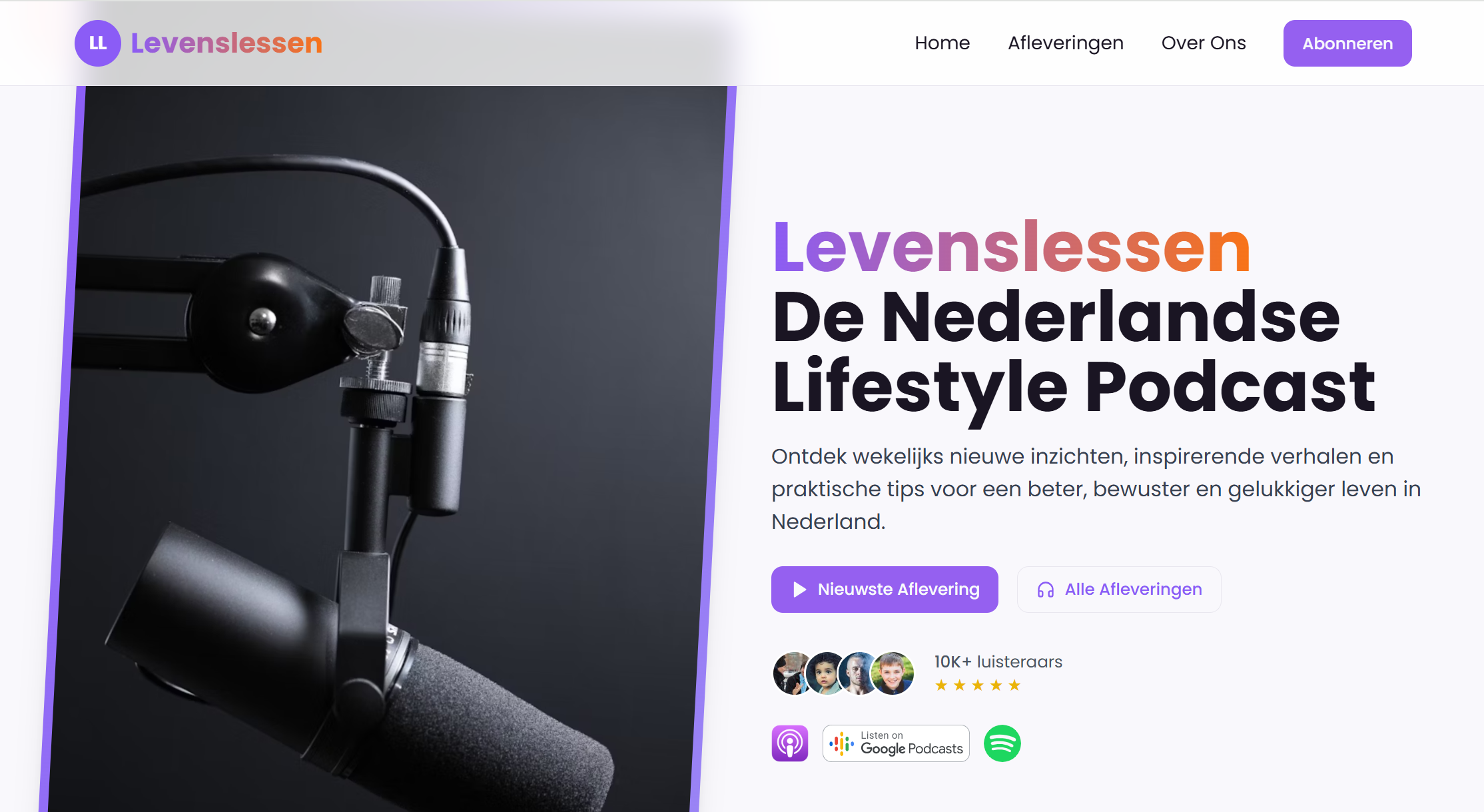 Websitevoorbeeld van Levenslessen