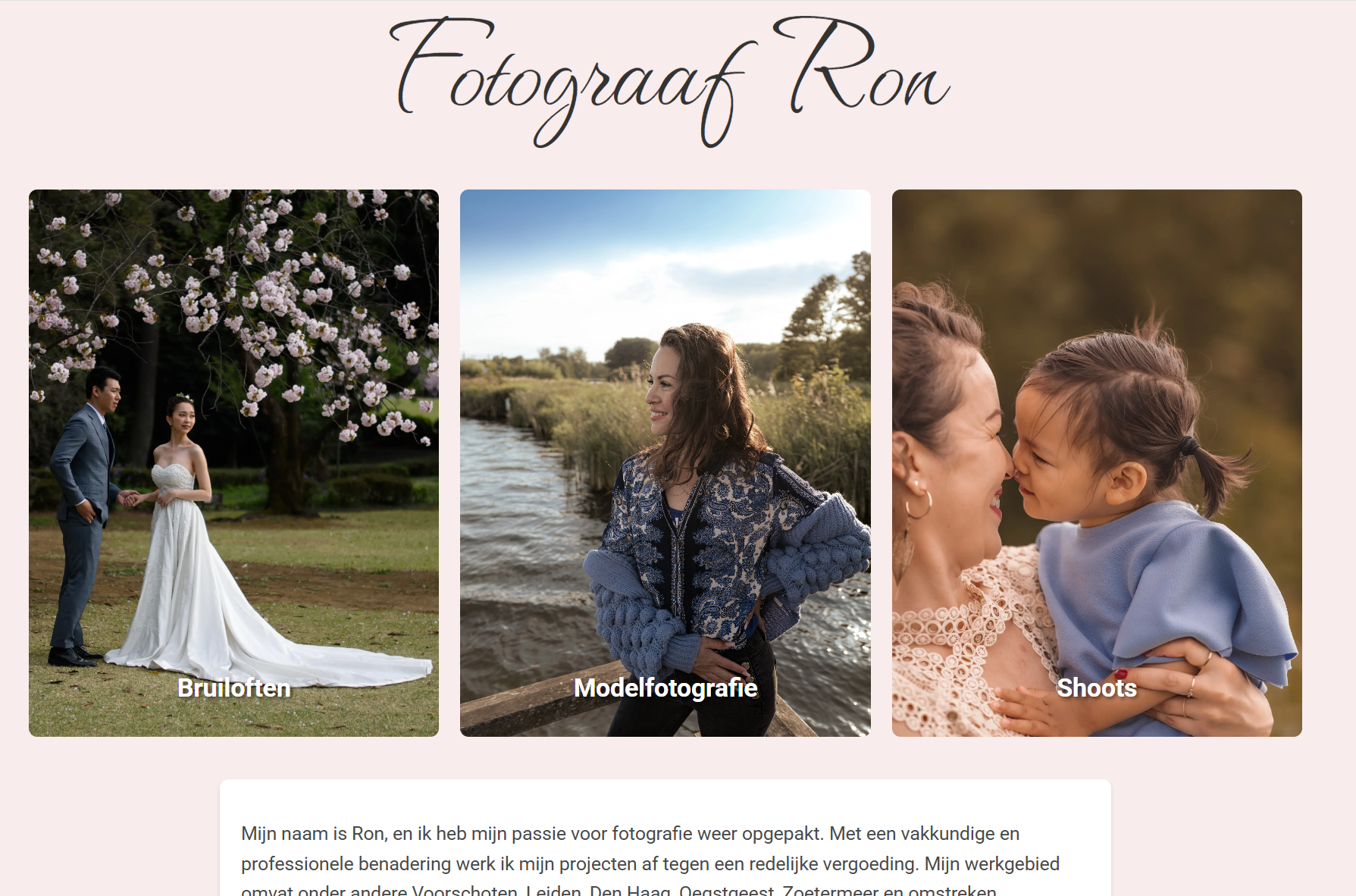 Websitevoorbeeld van Fotograaf Ron